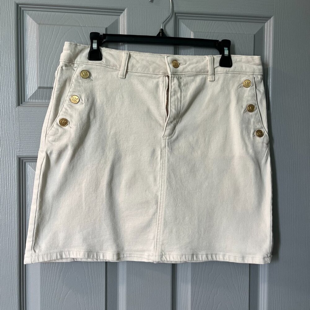 Michael Kors Beige Denim Miniskirt Size 10